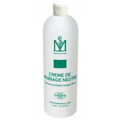 Crème de massage neutre premium extreme longue glisse - 250 ml ou 1L