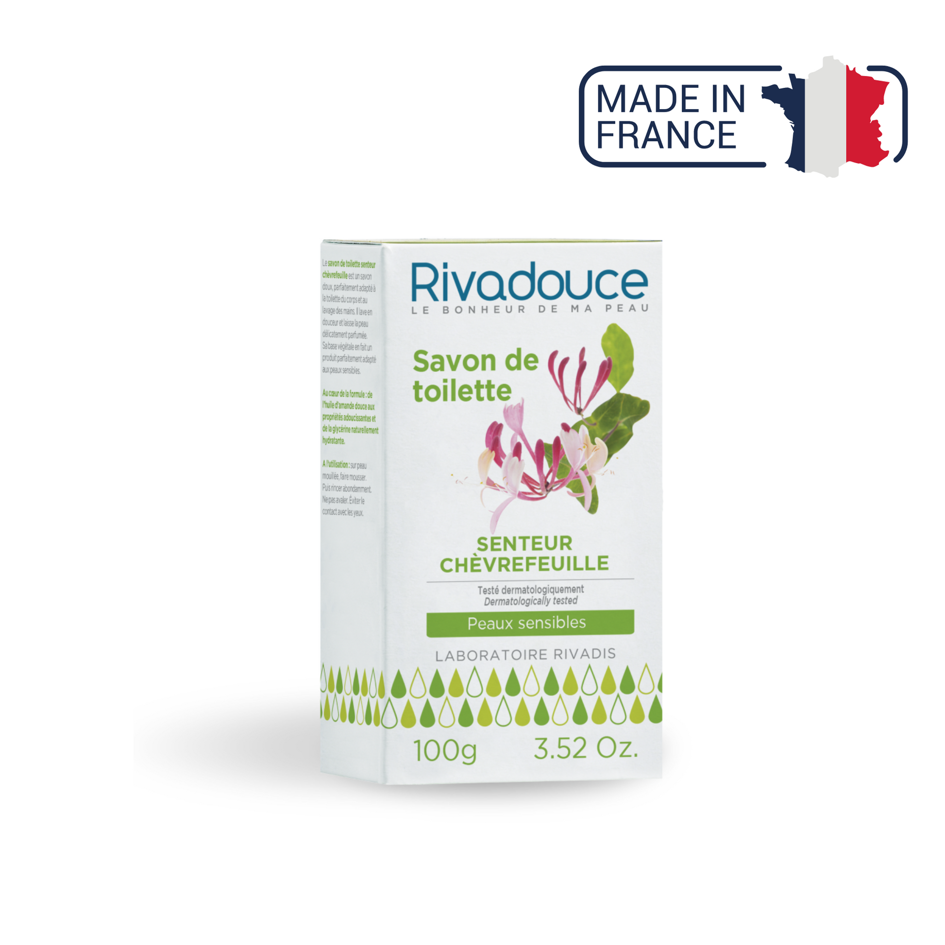 Savon corps chèvrefeuille peaux sensibles - 100g - Rivadouce