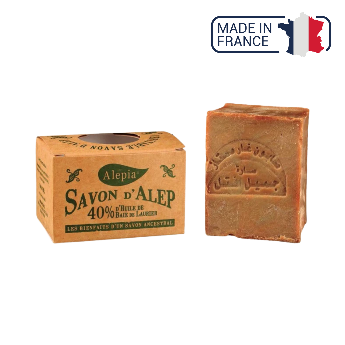 Savon d'Alep 40% de baie de Laurier - 190 g - Alépia