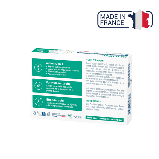 Sudine - Poudre traitement anti-transpirant pour les pieds